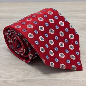 Bocara 100% Silk Handmade Red Floral Jacquard Foulard Men's Tie 61.75" x 4"